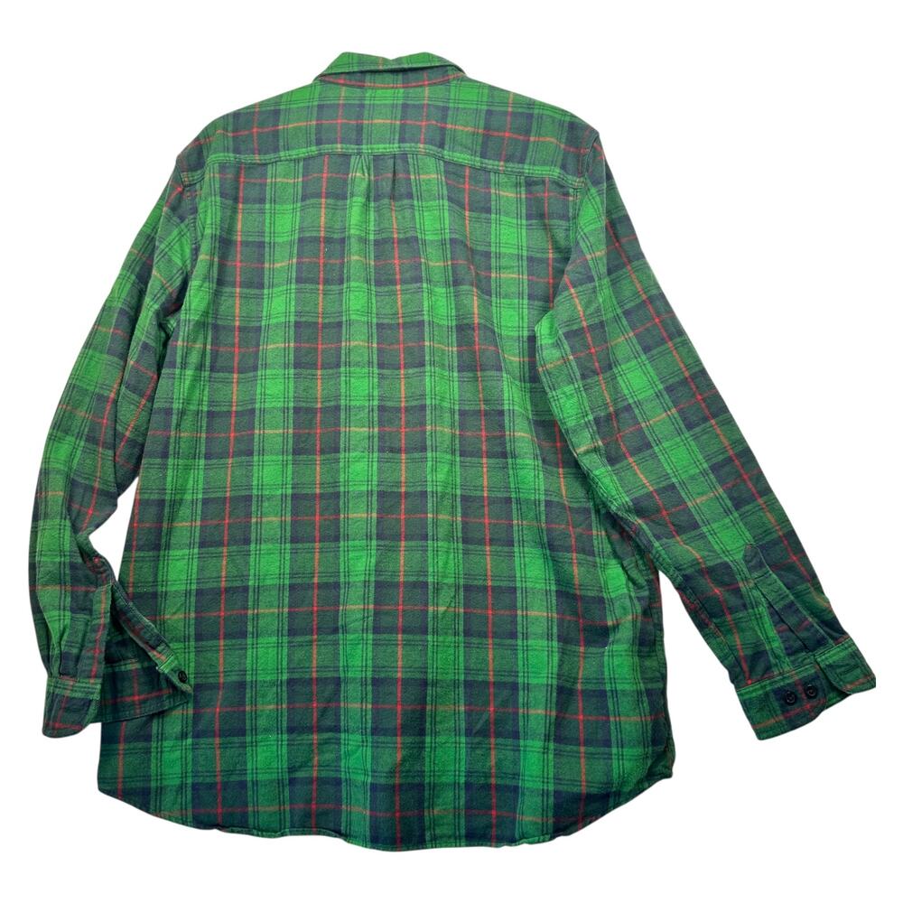 LL Bean Fleece Button Up Shirt - Green Plaid - XL Tall - Picture 2 of 5